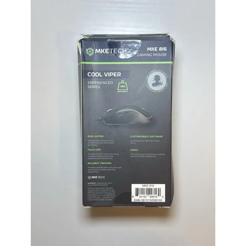 MKE TECH Cool Viper MKE 816 Wired USB Optical Gaming Mouse Scroll Wheel Black